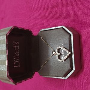 18" cubic zirconia silver heart necklace with rhinestones